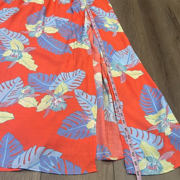 NWT Lulus Patsy Coral Red Floral Print Off-the-Shoulder Dress Size XS Coastal - Picture 8 of 16